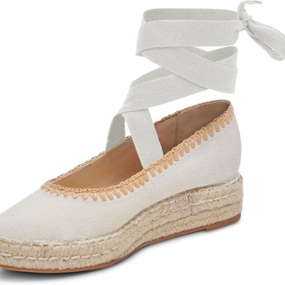 Dolce Vita Morgan Ribbon Lace-Up Bow Canvas Flats | Women's Size 8.5 Shoes